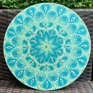 38 cm-es Kékes-lime mandala  - Meska.hu