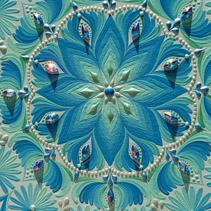 38 cm-es Kékes-lime mandala  - otthon & életmód - dekoráció - spiritualitás - mandala - Meska.hu