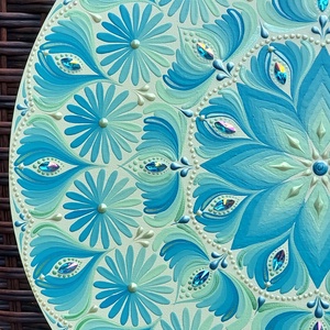 38 cm-es Kékes-lime mandala  - otthon & életmód - dekoráció - spiritualitás - mandala - Meska.hu