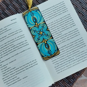Kézzel festett mandalás könyvjelző türkíz színvilággal - otthon & életmód - dekoráció - spiritualitás - mandala - Meska.hu