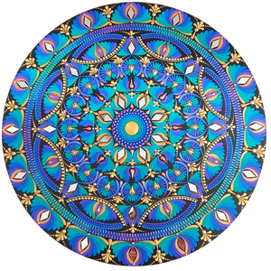 50 cm-es  Kékes-zöldes-lilás színátmenetes mandala, Otthon & Életmód, Dekoráció, Spiritualitás, Mandala, Festészet, Festett tárgyak, MESKA