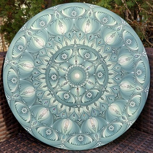 55 cm-es mandala pasztelzöldes színátmenettel, Otthon & Életmód, Dekoráció, Spiritualitás, Mandala, Festészet, Festett tárgyak, MESKA