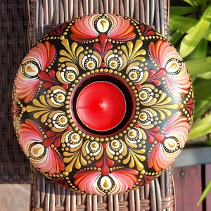 15 cm-es mécsestartó mandala mintákkal elegáns színekkel  - Meska.hu
