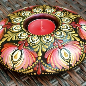 15 cm-es mécsestartó mandala mintákkal elegáns színekkel  - otthon & életmód - dekoráció - spiritualitás - mandala - Meska.hu