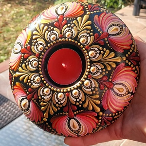 15 cm-es mécsestartó mandala mintákkal elegáns színekkel  - otthon & életmód - dekoráció - spiritualitás - mandala - Meska.hu