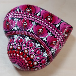10 cm-es valentin-nap ihlette szív alakú mandalakő, Otthon & Életmód, Dekoráció, Spiritualitás, Mandala, Festett tárgyak, MESKA