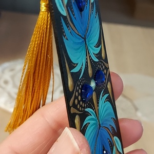 Kézzel festett mandalás könyvjelző óceános színvilággal - otthon & életmód - dekoráció - spiritualitás - mandala - Meska.hu