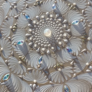 30 cm-es Fehéres-bézses színátmenetes virágos mandala - otthon & életmód - dekoráció - spiritualitás - mandala - Meska.hu