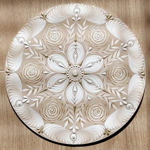 25 cm-es fehéres-bézses rózsás kis mandala, Otthon & Életmód, Dekoráció, Spiritualitás, Mandala, Festészet, Festett tárgyak, MESKA