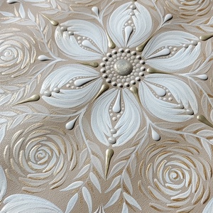 25 cm-es fehéres-bézses rózsás kis mandala - otthon & életmód - dekoráció - spiritualitás - mandala - Meska.hu