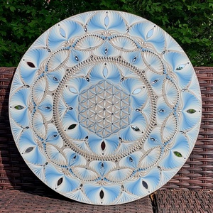 50 cm-es kékes Élet virága mandala, Otthon & Életmód, Dekoráció, Spiritualitás, Mandala, Festészet, Festett tárgyak, MESKA
