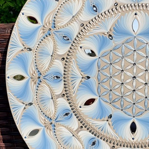 50 cm-es kékes Élet virága mandala - otthon & életmód - dekoráció - spiritualitás - mandala - Meska.hu