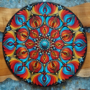 25 cm-es vibráló élénk színű kis mandala, Otthon & Életmód, Dekoráció, Spiritualitás, Mandala, Festészet, Festett tárgyak, MESKA
