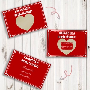 Kaparós kártya, sorsjegy, Valentin-napi kupon, Valentin-napi ajándék, kupon, kísérőkártya, bejelentő, felkérő, Otthon & Életmód, Papír, írószer, Ajándékkísérő, Fotó, grafika, rajz, illusztráció, MESKA