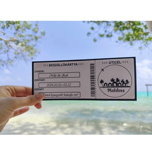 Kaparós képeslap, utazás, beszállókártya, ajándék átadás, élményajándék, repülőjegy, repjegy - karácsony - karácsonyi ajándékozás - karácsonyi képeslap, üdvözlőlap, ajándékkísérő - Meska.hu