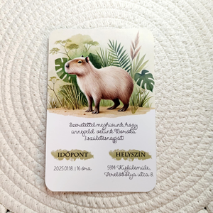 Capybara, vízidisznó mintás meghívó, viaszpecséttel zárható, kézzel nyomdázott borítékkal, Otthon & Életmód, Papír, írószer, Meghívó, Ajándékozás kellékei, Fotó, grafika, rajz, illusztráció, MESKA
