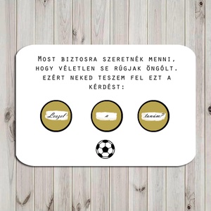 Kaparós képeslap felkérésekhez, tanú felkérésére, férfiak felkérésére, férfi felkérő, groom, focis téma, futball, foci - Meska.hu