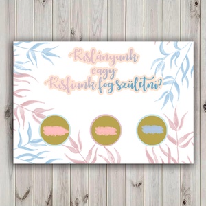 Kisfiú vagy kislány születik? Gender Reveal kaparós kártya, babaváró, babaváró buli, gender reveal party - Meska.hu