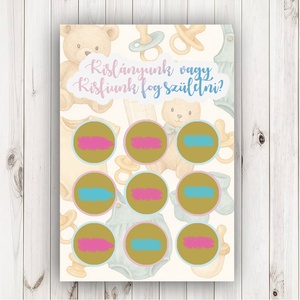 Kisfiú vagy kislány születik? Gender Reveal kaparós kártya, babaváró, babaváró buli, gender reveal party - Meska.hu