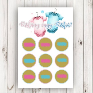 Kisfiú vagy kislány születik? Gender Reveal kaparós kártya, babaváró, babaváró buli, gender reveal party - Meska.hu
