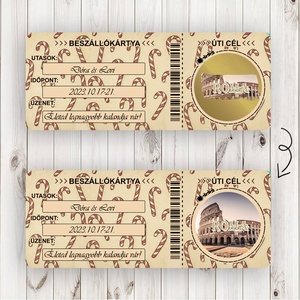 Karácsonyi cukorka kaparós képeslap, ajándék, utazás, beszállókártya, ajándék átadás, élményajándék, repülőjegy, repjegy - Meska.hu