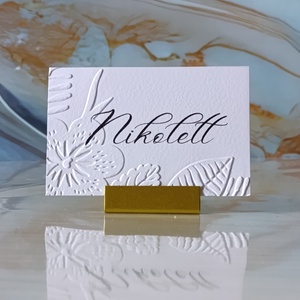 Dombornyomott, esküvői, növényes ültetőkártya, greenery névtábla, ültetőkártya, domborított, levelek, növények, Esküvő, Meghívó & Kártya, Ültetési rend, Fotó, grafika, rajz, illusztráció, MESKA