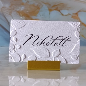 Dombornyomott, esküvői, növényes ültetőkártya, greenery névtábla, ültetőkártya, domborított, levelek, növények, Esküvő, Meghívó & Kártya, Ültetési rend, Fotó, grafika, rajz, illusztráció, MESKA