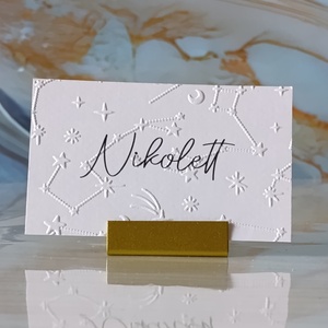 Dombornyomott, esküvői, csillagképes ültetőkártya, csillagos névtábla, ültetőkártya, domborított, csillagok, égbolt, Esküvő, Meghívó & Kártya, Ültetési rend, Fotó, grafika, rajz, illusztráció, MESKA