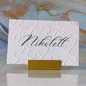 Dombornyomott, esküvői, puzzle mintás ültetőkártya, névtábla, ültetőkártya, domborított, kirakó, puzzle, Esküvő, Meghívó & Kártya, Ültetési rend, Fotó, grafika, rajz, illusztráció, MESKA