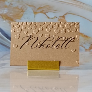 Dombornyomott, esküvői, szives ültetőkártya, névtábla, ültetőkártya, domborított, dombornyomott, szív, szivecske, Esküvő, Meghívó & Kártya, Ültetési rend, Fotó, grafika, rajz, illusztráció, MESKA