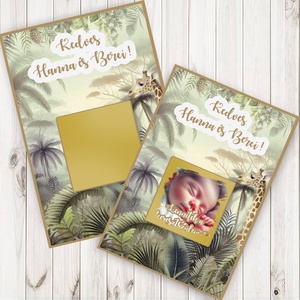 Fényképes, kaparós keresztszülő felkérő, dzsungel, viaszpecséttel zárható borítékkal, felkérő, kérdés, keresztelő, Otthon & Életmód, Papír, írószer, Ajándékozás kellékei, Ajándék sorsjegy, Fotó, grafika, rajz, illusztráció, Egyedi, kaparós keresztszülőfelkérő (egyoldalon nyomtatott)
Mérete: 10x15cm

Az ár tartalmazza: 
-1..., MESKA