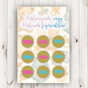 Kisfiú vagy kislány születik? Gender Reveal kaparós kártya, babaváró, babaváró buli, gender reveal party, Baba - mama, Babaemlékek, Bababejelentők, Fotó, grafika, rajz, illusztráció, MESKA
