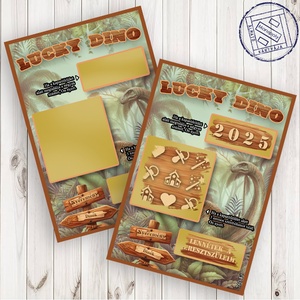 Kaparós keresztszülő felkérő, viaszpecséttel zárható borítékkal, egyedi, felkérő, dzsungel, dinoszaurusz, brachiosaurus, Otthon & Életmód, Papír, írószer, Ajándékozás kellékei, Ajándék sorsjegy, Fotó, grafika, rajz, illusztráció, MESKA