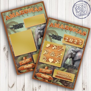 Kaparós keresztszülő felkérő, viaszpecséttel zárható borítékkal, egyedi, felkérő, dzsungel, állatok, Otthon & Életmód, Papír, írószer, Ajándékozás kellékei, Ajándék sorsjegy, Fotó, grafika, rajz, illusztráció, MESKA