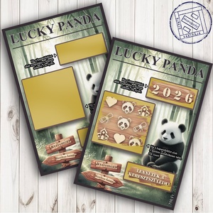 Kaparós keresztszülő felkérő, viaszpecséttel zárható borítékkal, egyedi, felkérő, bambusz, panda, Otthon & Életmód, Papír, írószer, Ajándékozás kellékei, Ajándék sorsjegy, Fotó, grafika, rajz, illusztráció, MESKA