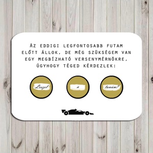 Kaparós képeslap felkérésekhez, tanú felkérésére, Forma1, F1, autóversenyzés témájú - esküvő - meghívó & kártya - tanú felkérő - Meska.hu