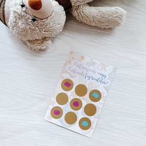 Kisfiú vagy kislány születik? Gender Reveal kaparós kártya, babaváró, babaváró buli, gender reveal party - baba - mama - babaemlékek - bababejelentők - Meska.hu