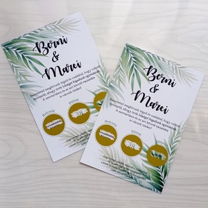 Kaparós esküvői meghívó növényi mintával, viaszpecséttel zárható, kézzel nyomdázott borítékkal, greenery - esküvő - meghívó & kártya - meghívó - Meska.hu