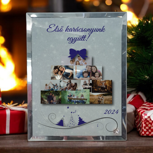 Karácsonyi tükrös szélű fotóüveg, Karácsony, Karácsonyi lakásdekoráció, Ünnepi asztaldekoráció, Fotó, grafika, rajz, illusztráció, MESKA