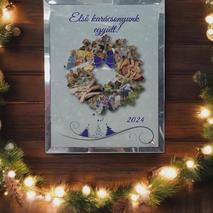 Karácsonyi tükrös szélű fotóüveg, Karácsony, Karácsonyi lakásdekoráció, Ünnepi asztaldekoráció, Fotó, grafika, rajz, illusztráció, MESKA