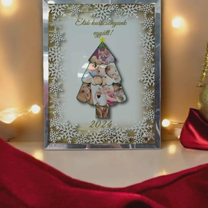 Karácsonyi tükrös szélű fotóüveg, Karácsony, Karácsonyi lakásdekoráció, Ünnepi asztaldekoráció, Fotó, grafika, rajz, illusztráció, MESKA