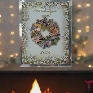 Karácsonyi tükrös szélű fotóüveg, Karácsony, Karácsonyi lakásdekoráció, Ünnepi asztaldekoráció, Fotó, grafika, rajz, illusztráció, MESKA