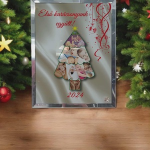 Karácsonyi tükrös szélű fotóüveg, Karácsony, Karácsonyi lakásdekoráció, Ünnepi asztaldekoráció, Fotó, grafika, rajz, illusztráció, MESKA