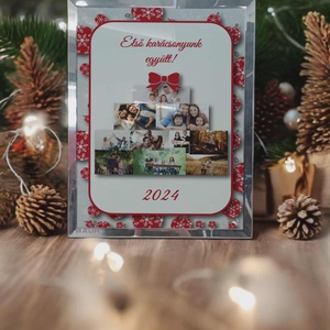 Karácsonyi tükrös szélű fotóüveg, Karácsony, Karácsonyi lakásdekoráció, Ünnepi asztaldekoráció, Fotó, grafika, rajz, illusztráció, MESKA