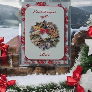 Karácsonyi tükrös szélű fotóüveg, Karácsony, Karácsonyi lakásdekoráció, Ünnepi asztaldekoráció, Fotó, grafika, rajz, illusztráció, MESKA