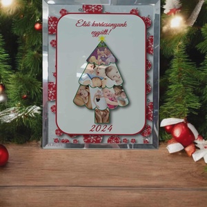 Karácsonyi tükrös szélű fotóüveg, Karácsony, Karácsonyi lakásdekoráció, Ünnepi asztaldekoráció, Fotó, grafika, rajz, illusztráció, MESKA