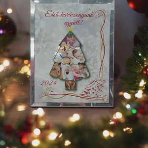 Karácsonyi tükrös szélű fotóüveg, Karácsony, Karácsonyi lakásdekoráció, Ünnepi asztaldekoráció, Fotó, grafika, rajz, illusztráció, MESKA