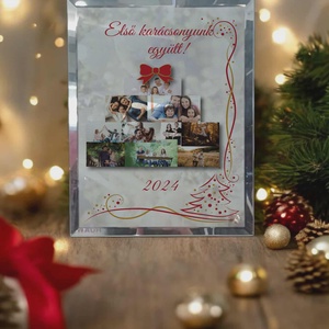 Karácsonyi tükrös szélű fotóüveg, Karácsony, Karácsonyi lakásdekoráció, Ünnepi asztaldekoráció, Fotó, grafika, rajz, illusztráció, MESKA