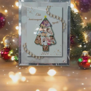 Karácsonyi tükrös szélű fotóüveg, Karácsony, Karácsonyi lakásdekoráció, Ünnepi asztaldekoráció, Fotó, grafika, rajz, illusztráció, MESKA