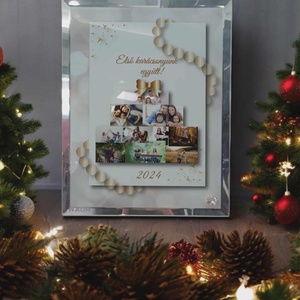 Karácsonyi tükrös szélű fotóüveg, Karácsony, Karácsonyi lakásdekoráció, Ünnepi asztaldekoráció, Fotó, grafika, rajz, illusztráció, MESKA